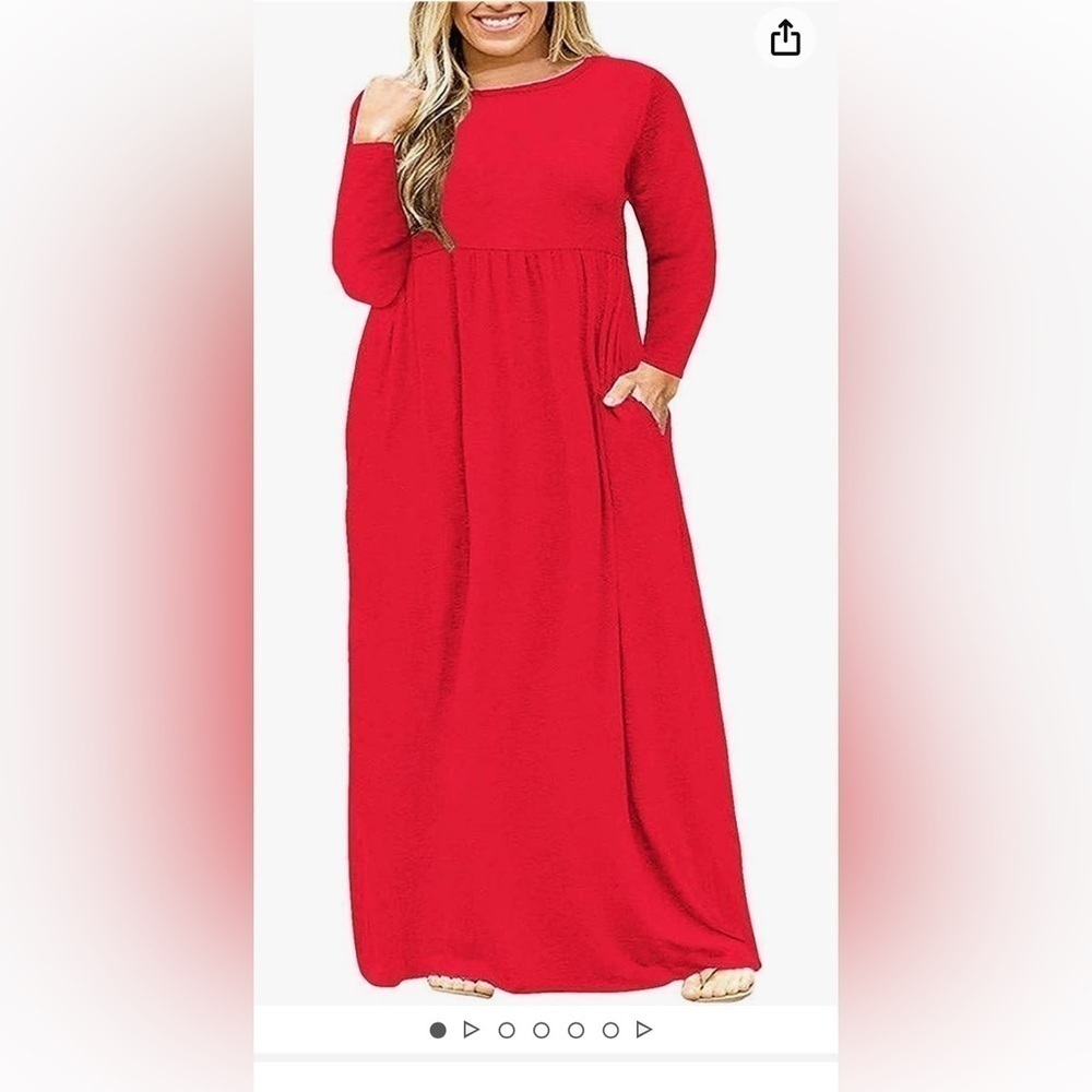 Plus Size Maxi Dress Long Sleeve Empire Waist Size 6X / 30 Red